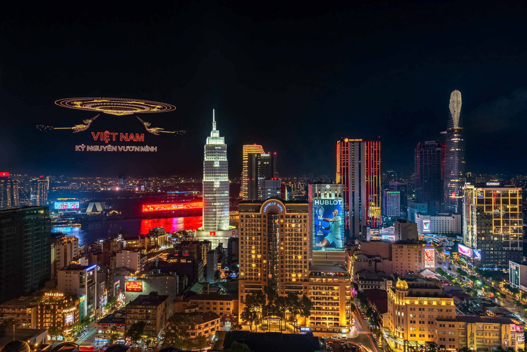 The drone light show in Ho Chi Minh City on April 28 featured an impressive fleet of 10,500 drones. Photo: Nguyễn Thế Dương
