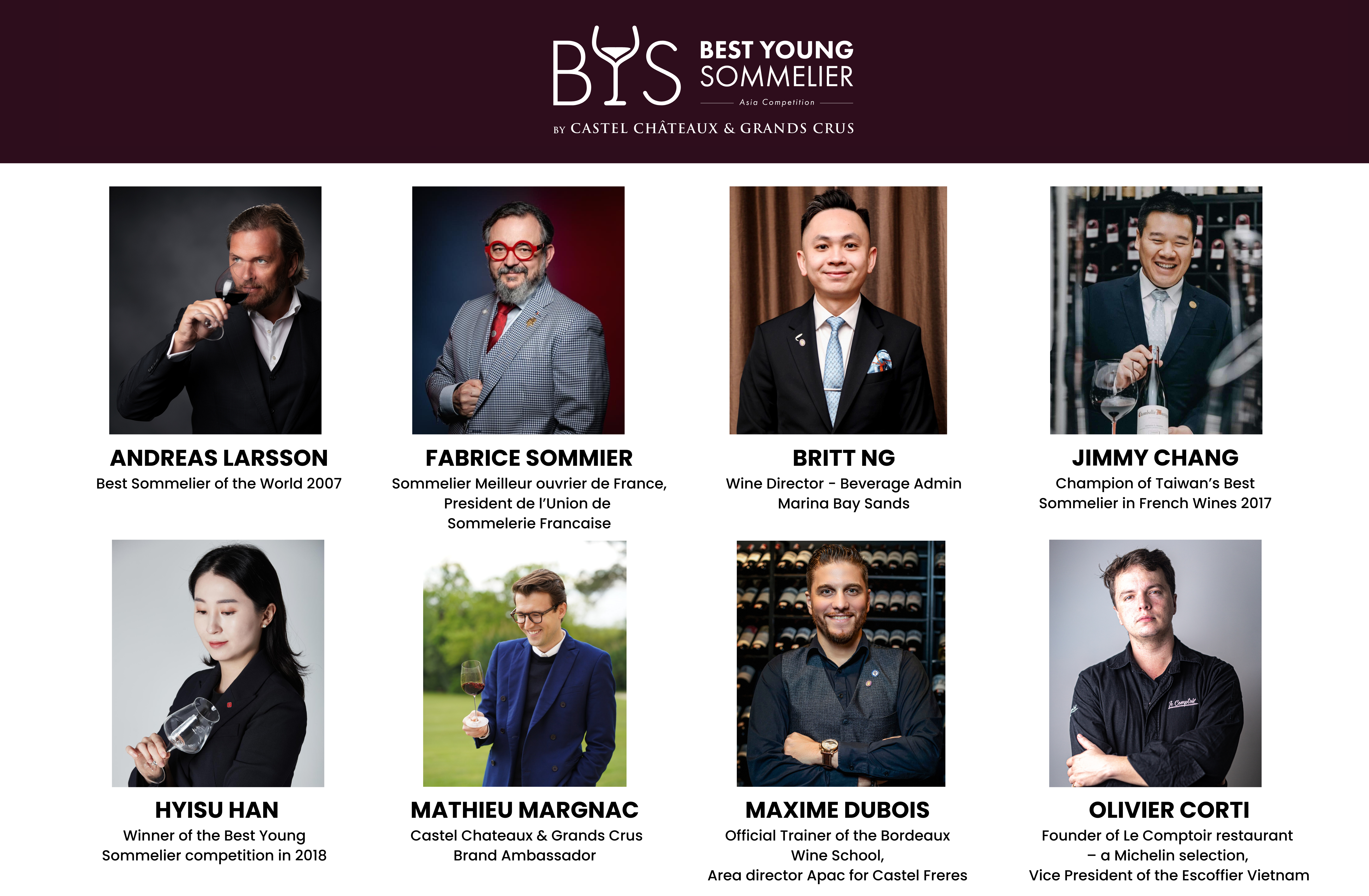 The Jury Panel for the Best Young Sommelier Competition by Castel Châteaux & Grands Crus – Asia Edition 2025