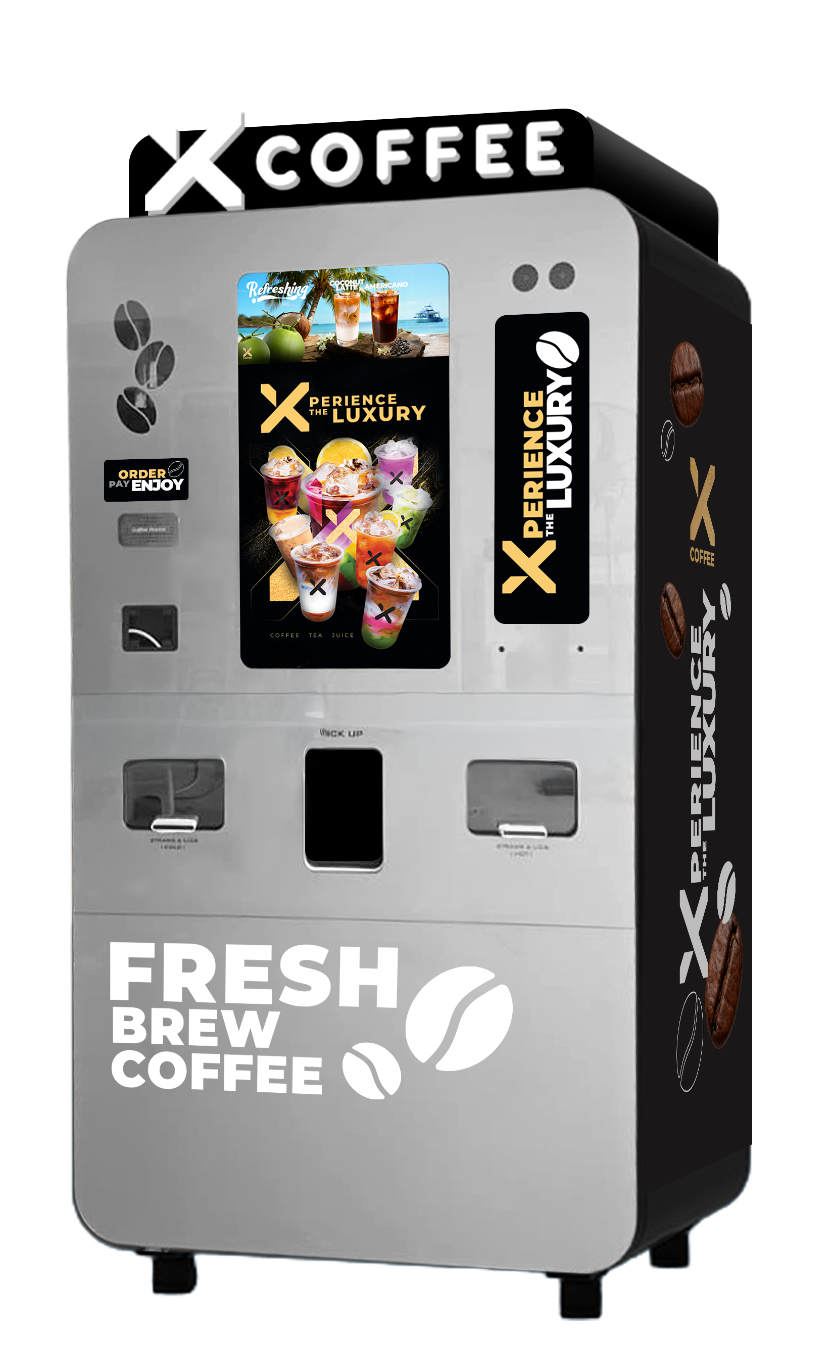 XCoffee serving both hot and cold beverages, unveils its new design — redefining the art of smart coffee.