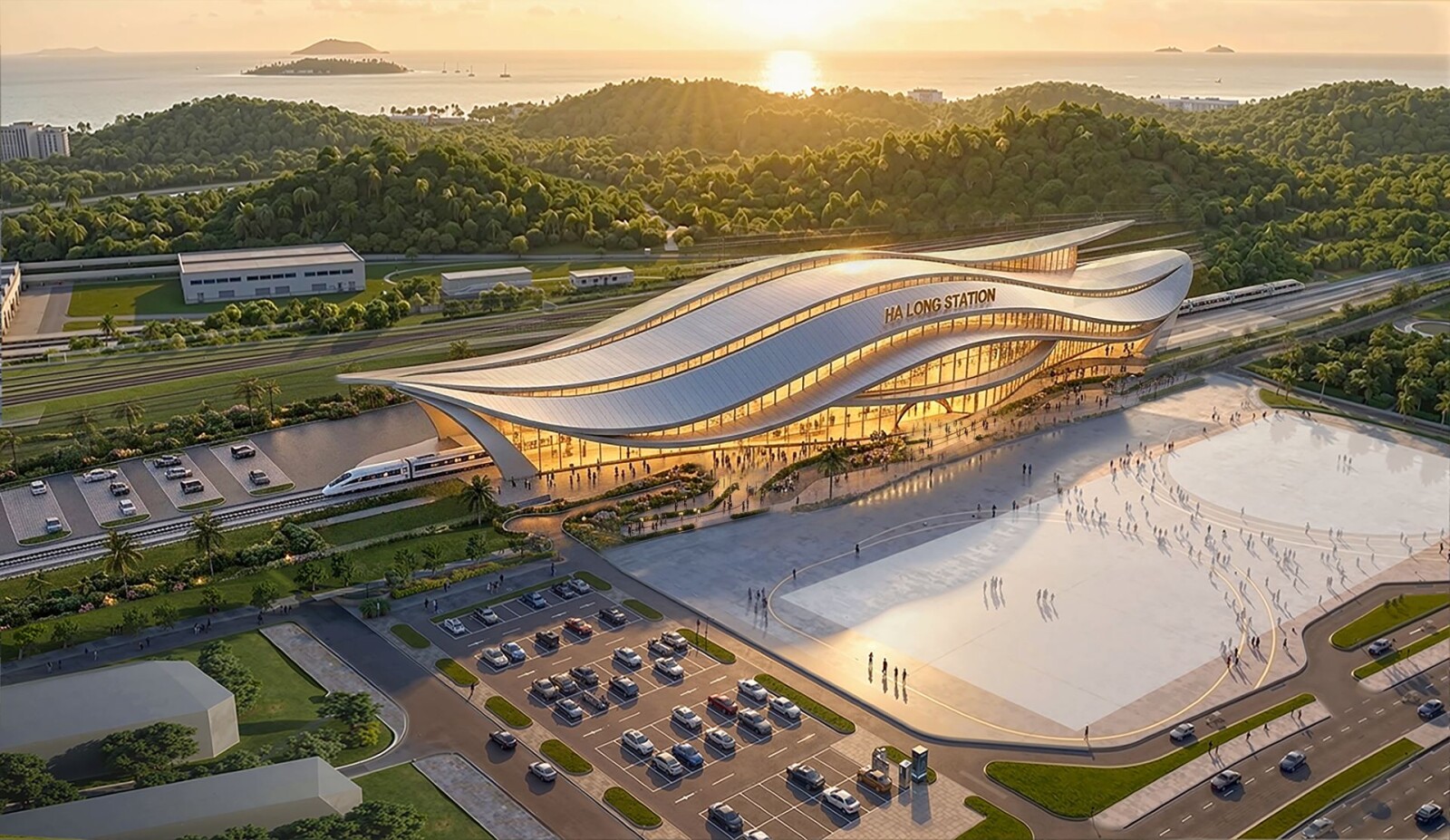 Rendering of Ha Long terminal station at Vinhomes Global Gate Ha Long urban area (Quang Ninh).