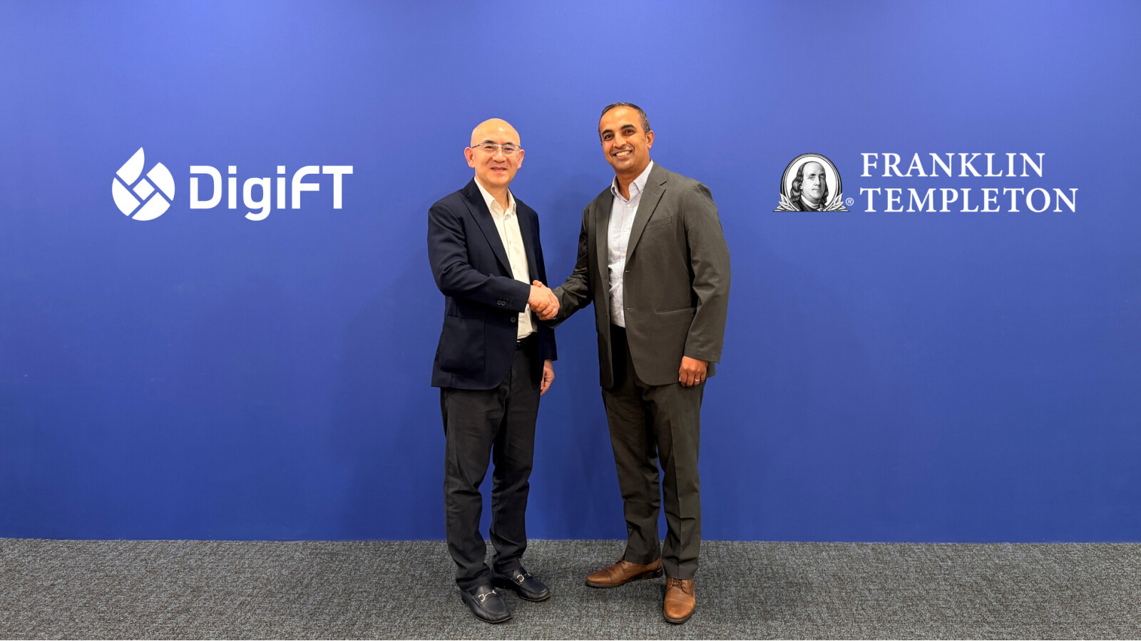 (Left) Henry Zhang, Founder and Group CEO at DigiFT and (Right) Chetan Karkhanis, SVP Digital Asset Partnership Development at Franklin Templeton